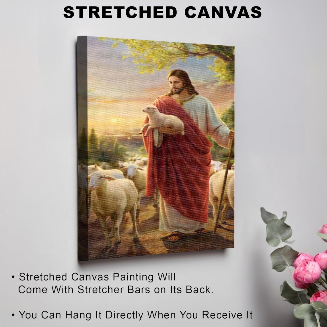 Jesus the Good Shepherd Carrying the Lost Lamb Painting Poster - Image 3