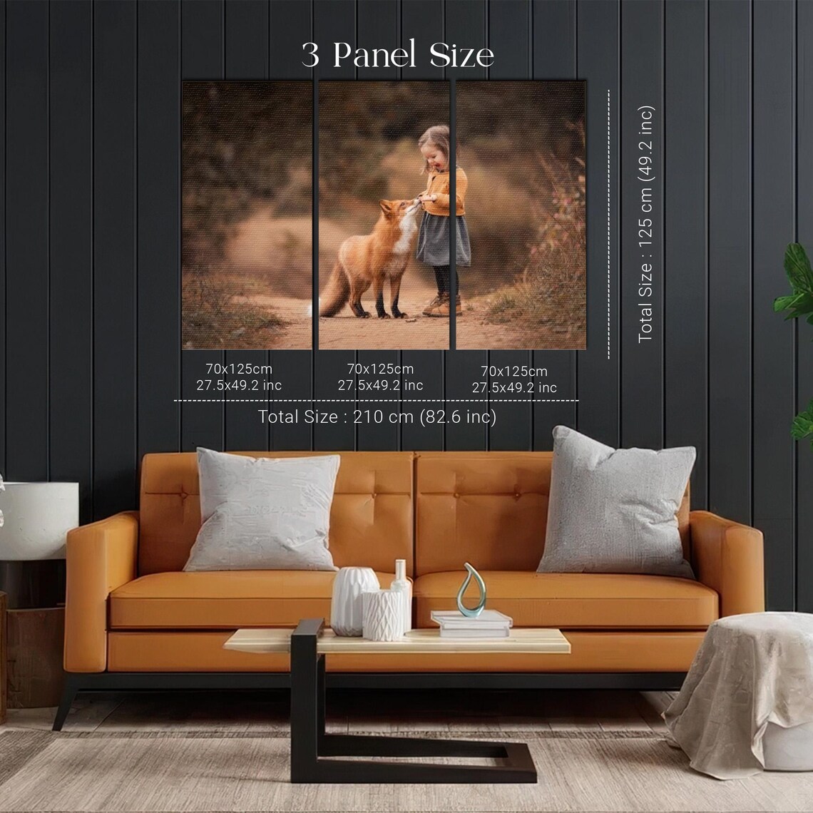 Little Girl Feeding a Red Fox on Forest Path Photo Art Poster - Image 2