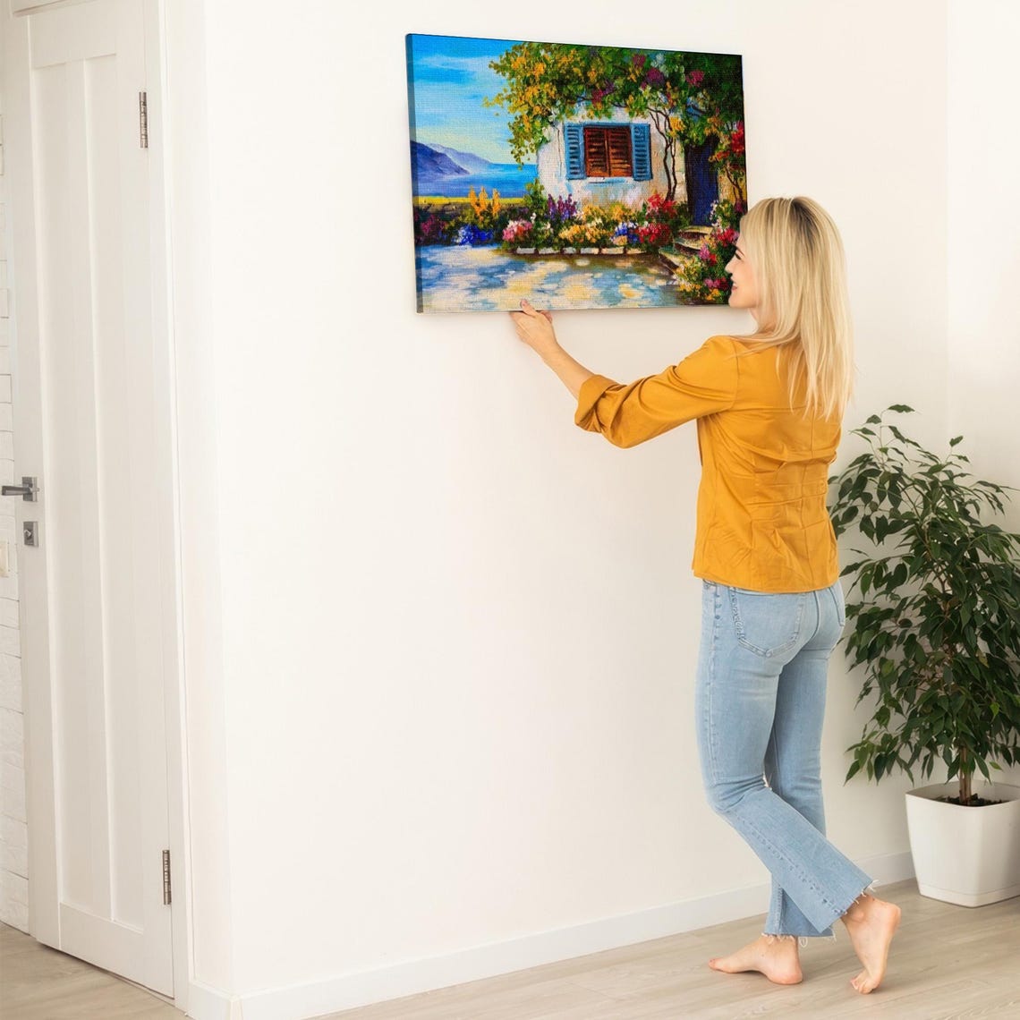 Mediterranean Seaside Villa with Flowering Garden Impressionist Poster - Image 5