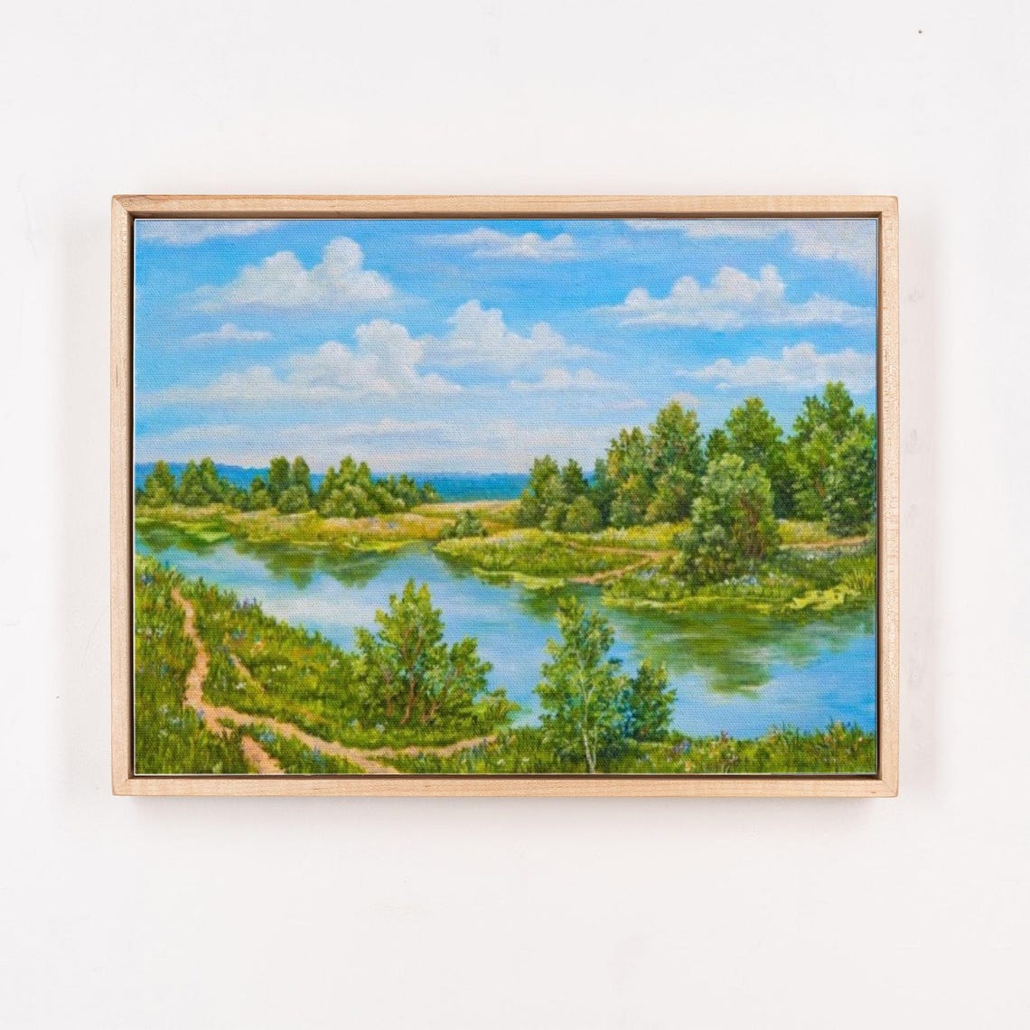 Sunny River Valley With Birch Trees Summer Landscape Painting Poster - Image 4