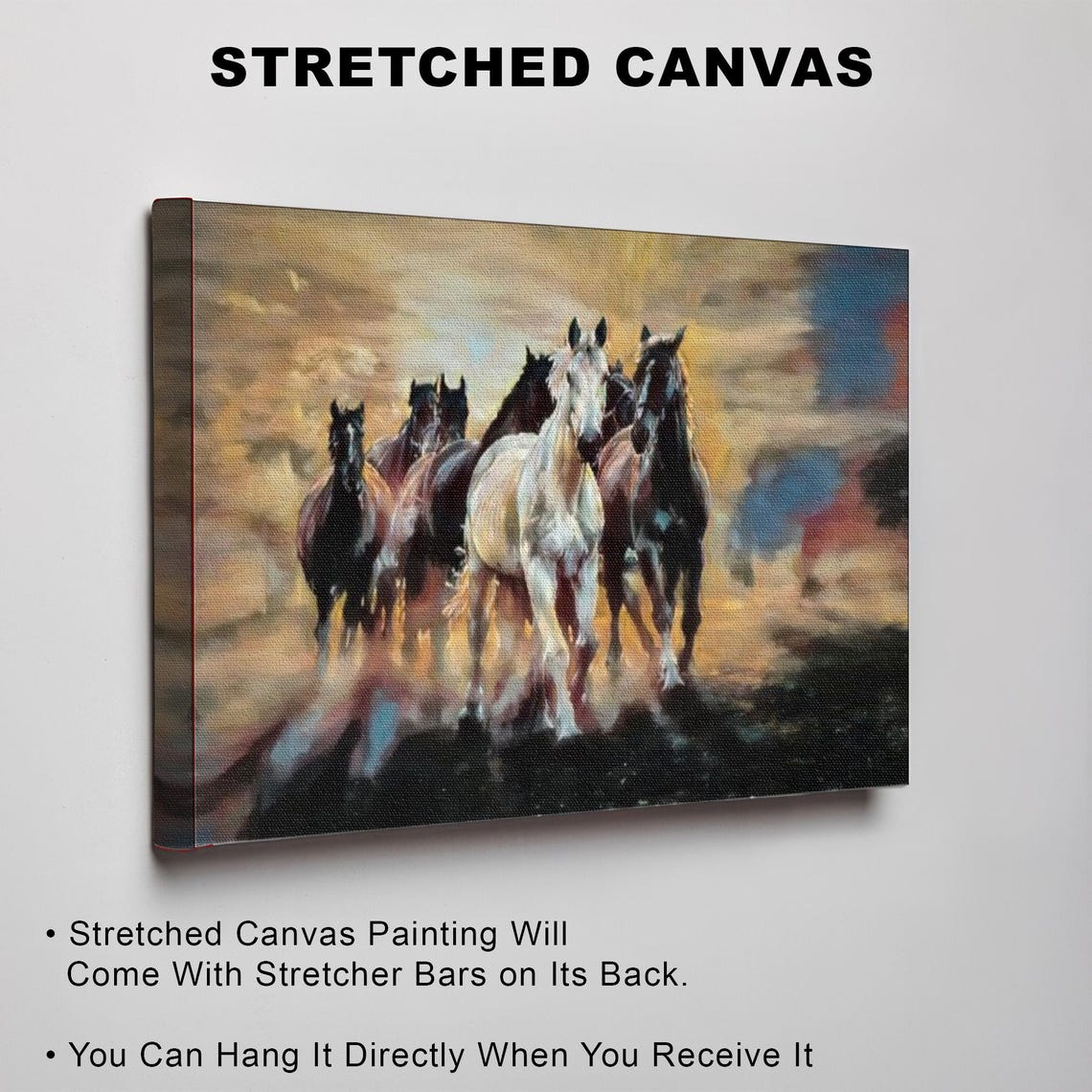Six Galloping Horses Charging Sunset Dramatic Wild Equine Poster - Image 3