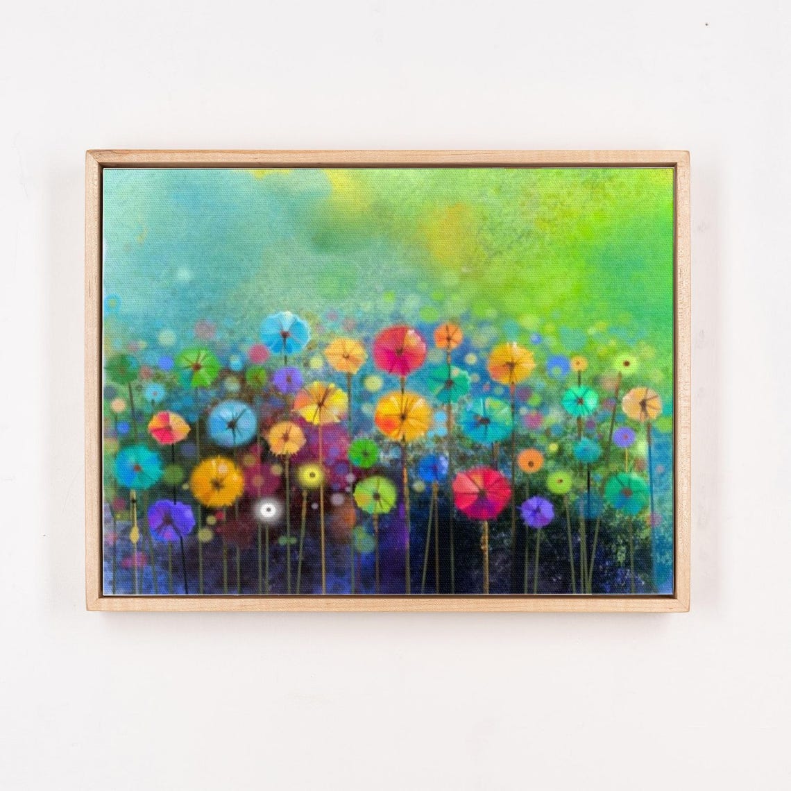 Rainbow Dandelion Style Abstract Flower Heads Whimsy Art Poster - Image 4