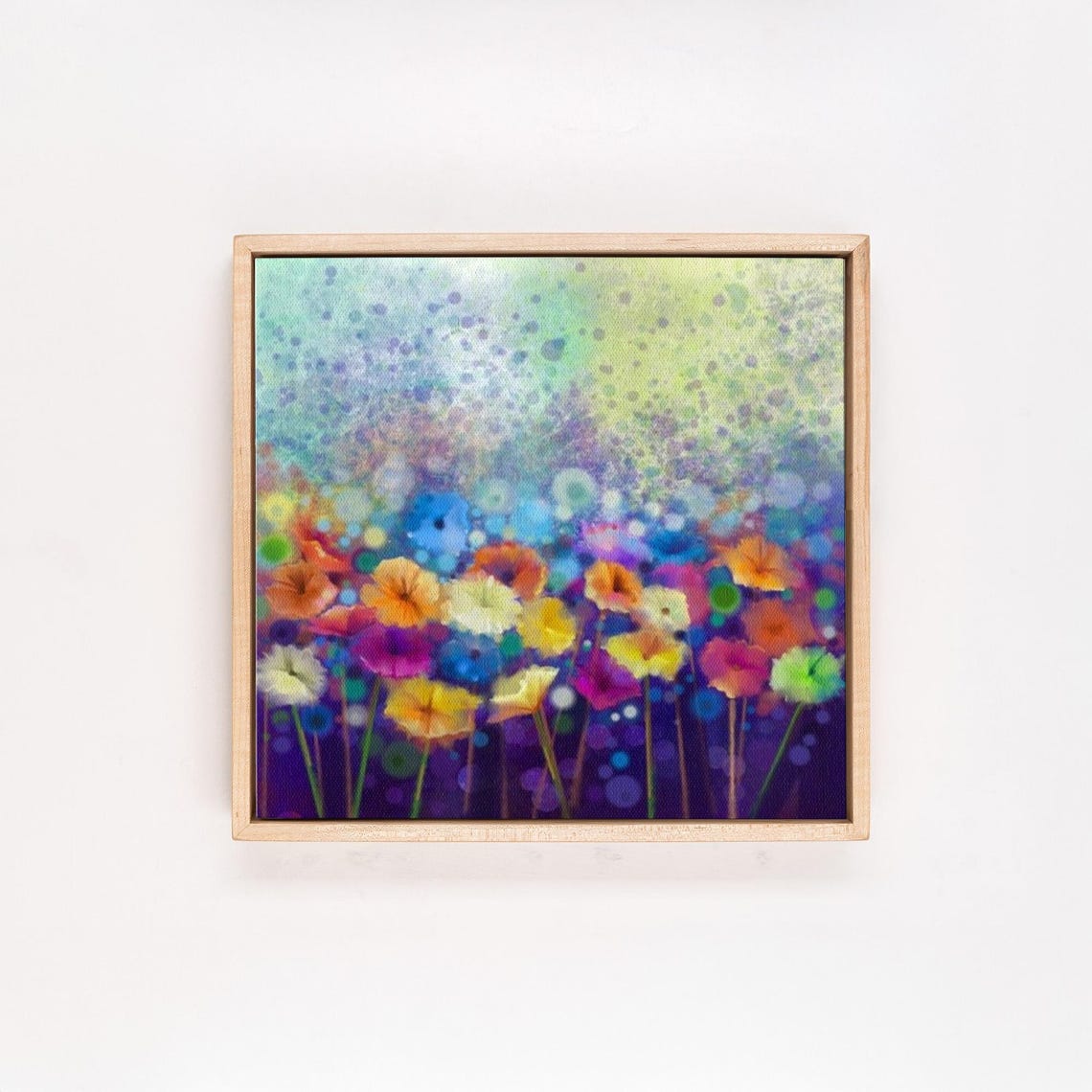 Colorful Abstract Wildflowers on Purple Watercolor Art Poster - Image 4