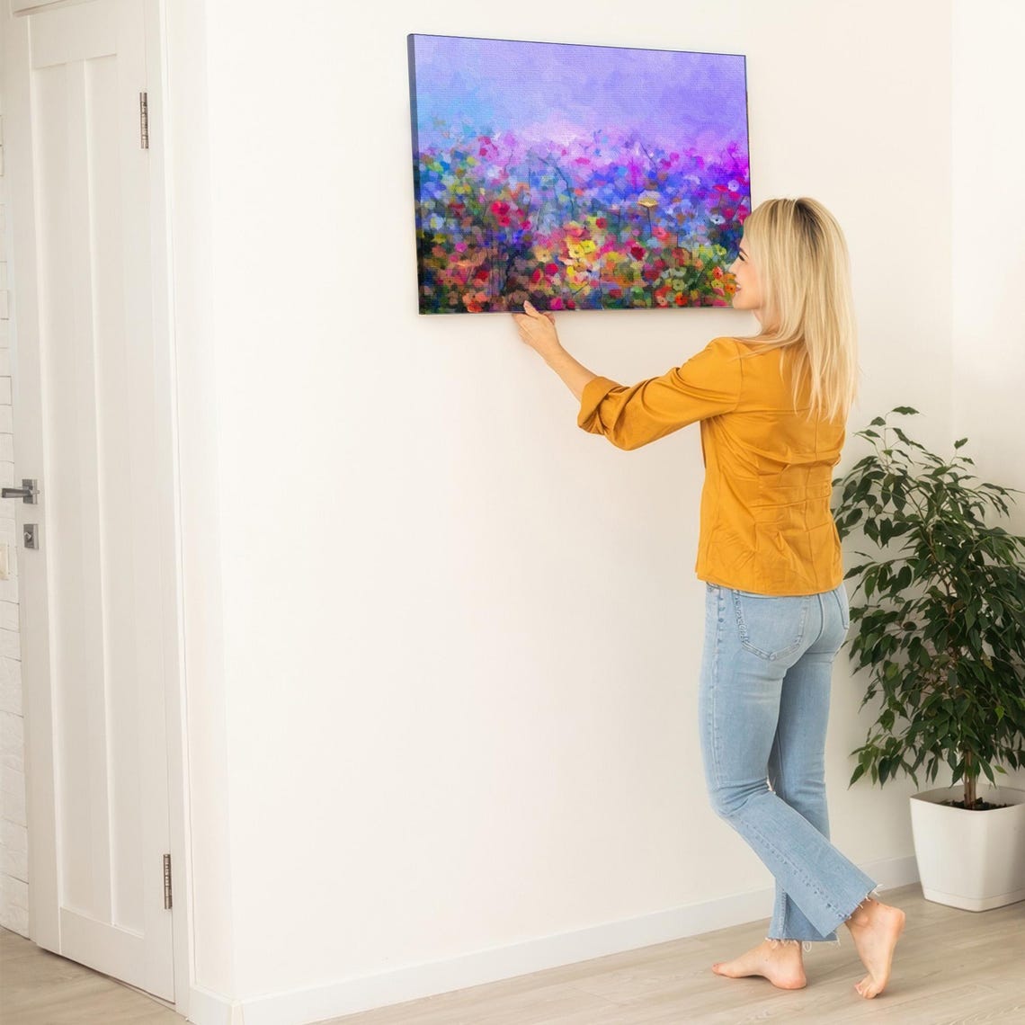 Violet Sky Wildflower Meadow Impressionist Flower Field Poster - Image 5