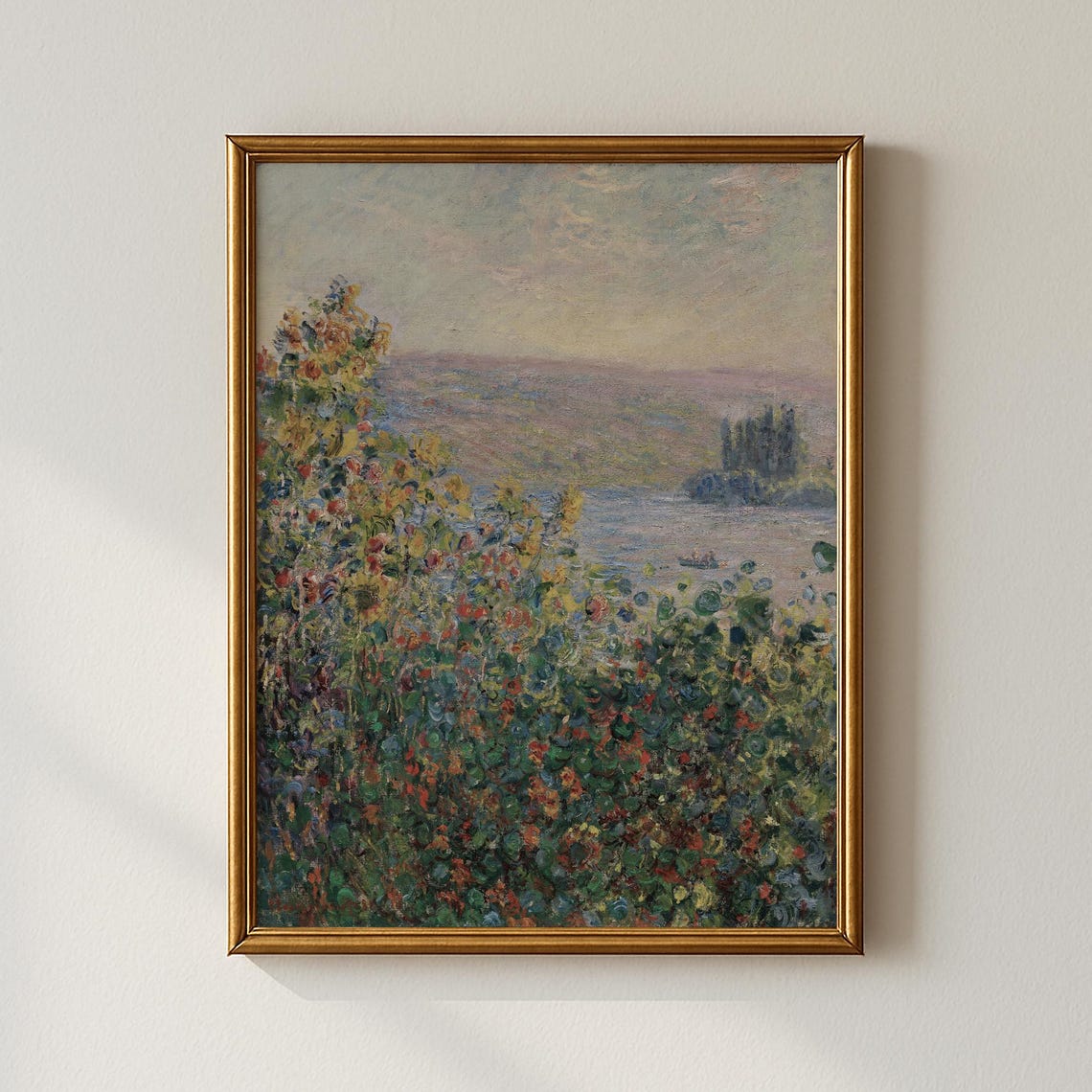 Wildflower Garden Overlooking River Impressionist Poster Art Bloom