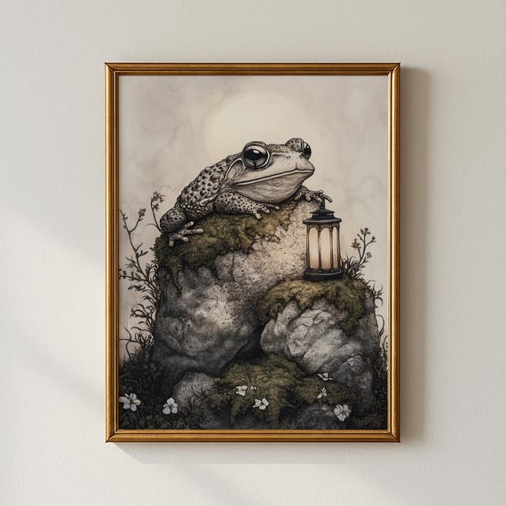 Halloween Toad Lantern Print Holiday Wall Art Nursery Collected Prints Cpp639