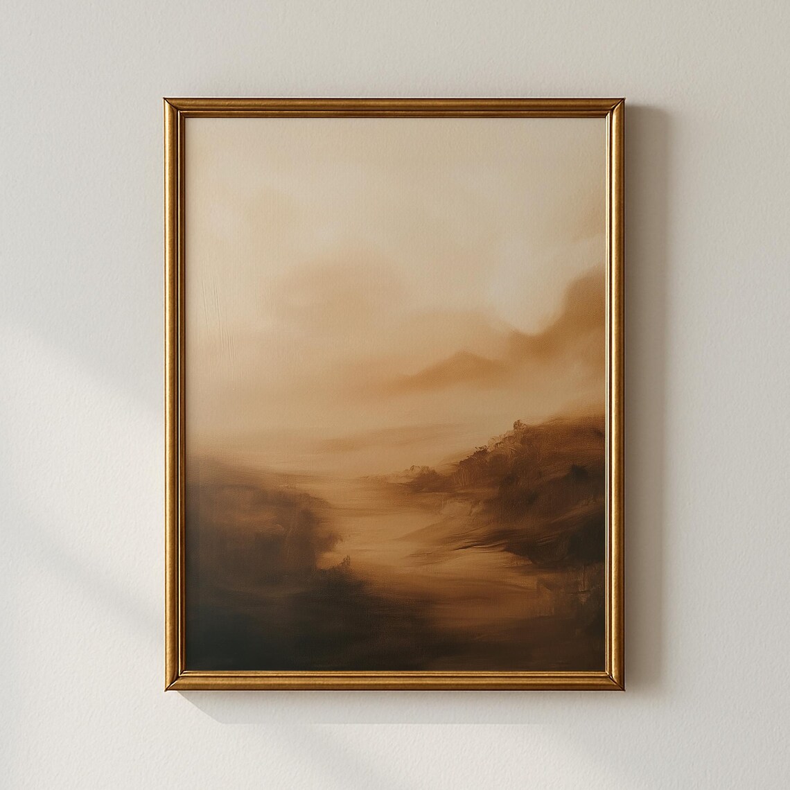 Misty Golden Valley Soft Haze Vintage Tone Landscape Art Print