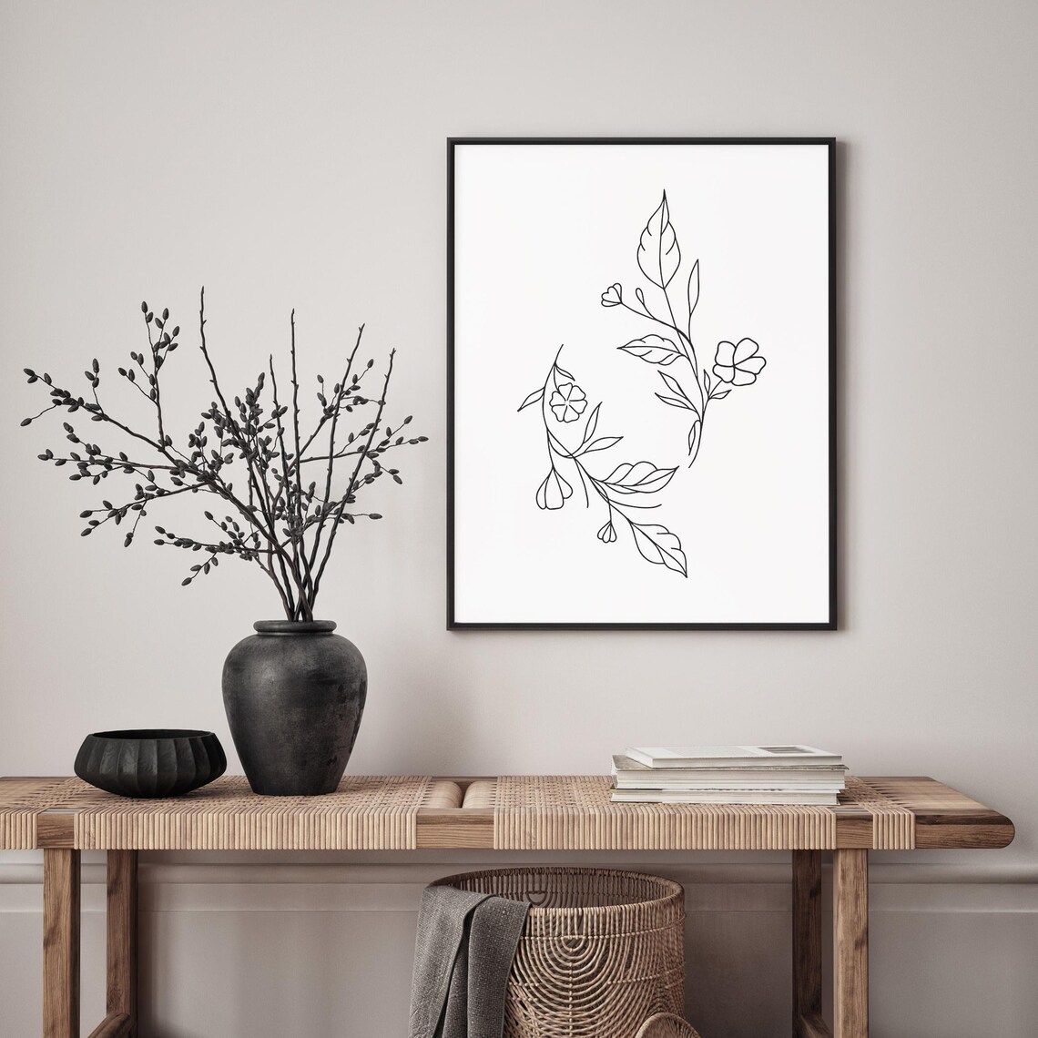Wildflower Sprigs Line Art Delicate Floral Sketch Botanical Poster - Image 4