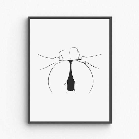 Female Buttocks Line Art Sensual Nude Woman Silhouette Modern Poster