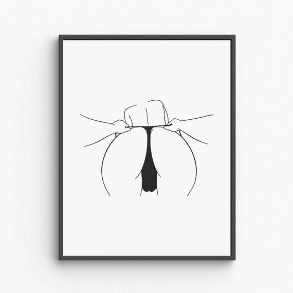 Female Nude Butt Wall Art Minimalist Woman Line Drawing Elegant Body Silhouette Modern Bedroom Decor