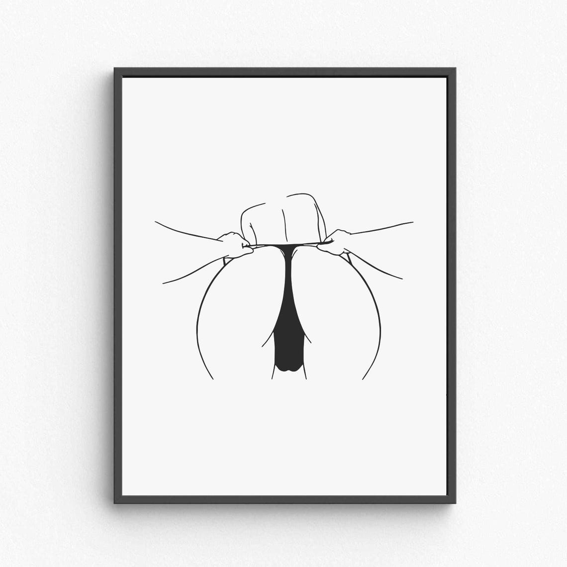 Female Buttocks Line Art Sensual Nude Woman Silhouette Modern Poster