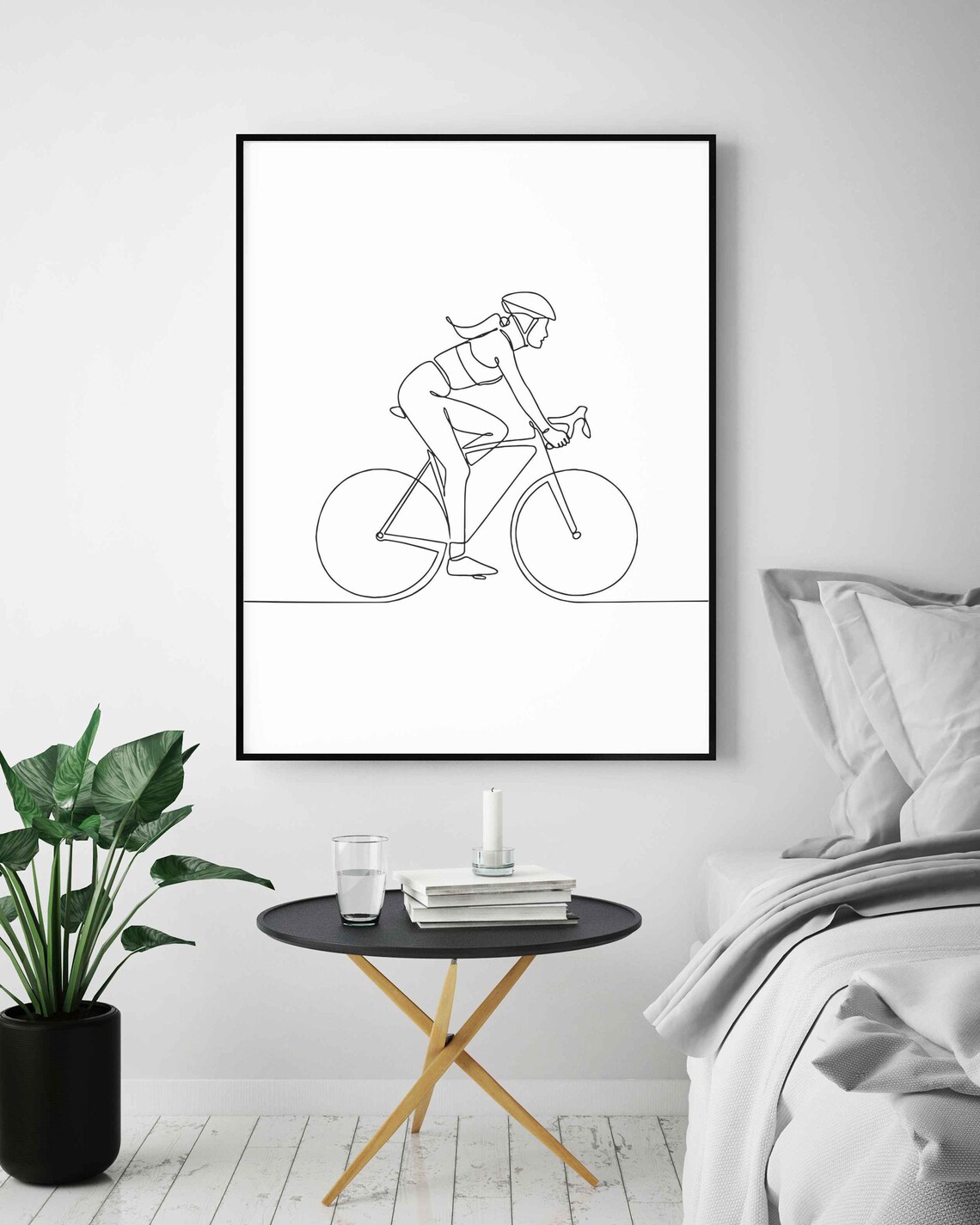 Woman Cyclist Line Art Road Bike Rider One Line Drawing Sport Poster - Image 5