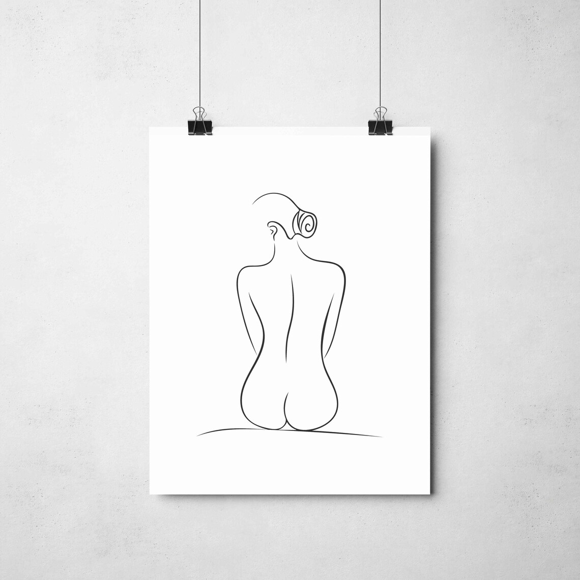 Seated Woman Back View One Line Figure Drawing Minimalist Art Poster - Image 2