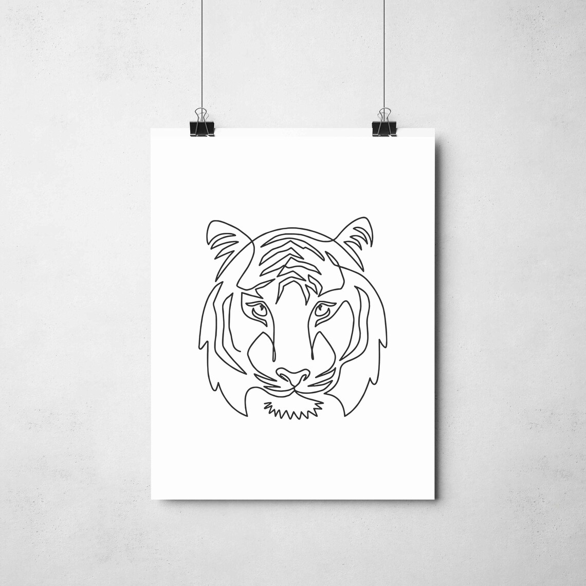Tiger Face Line Art Drawing Minimalist Wild Fierce Animal Poster - Image 2