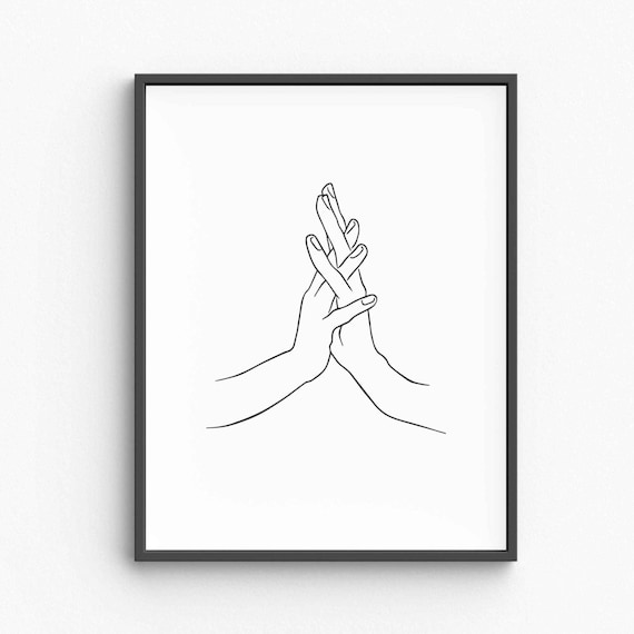Minimalist Holding Hands Line Art Emotional Couple Drawing Love And Connection Sketch Elegant Monoline Wall