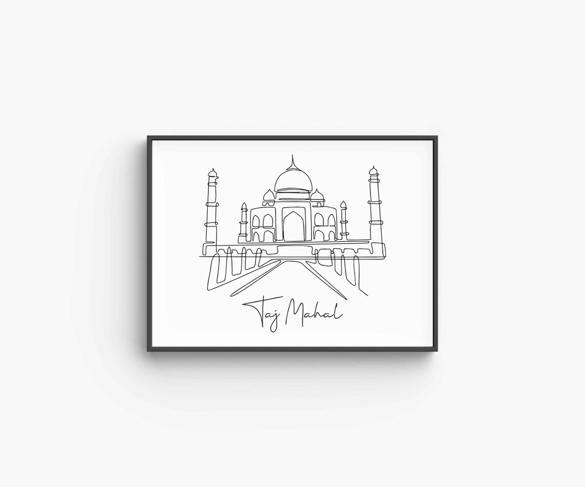 Taj Mahal Agra Line Art Drawing Minimalist India Landmark Poster - Image 6