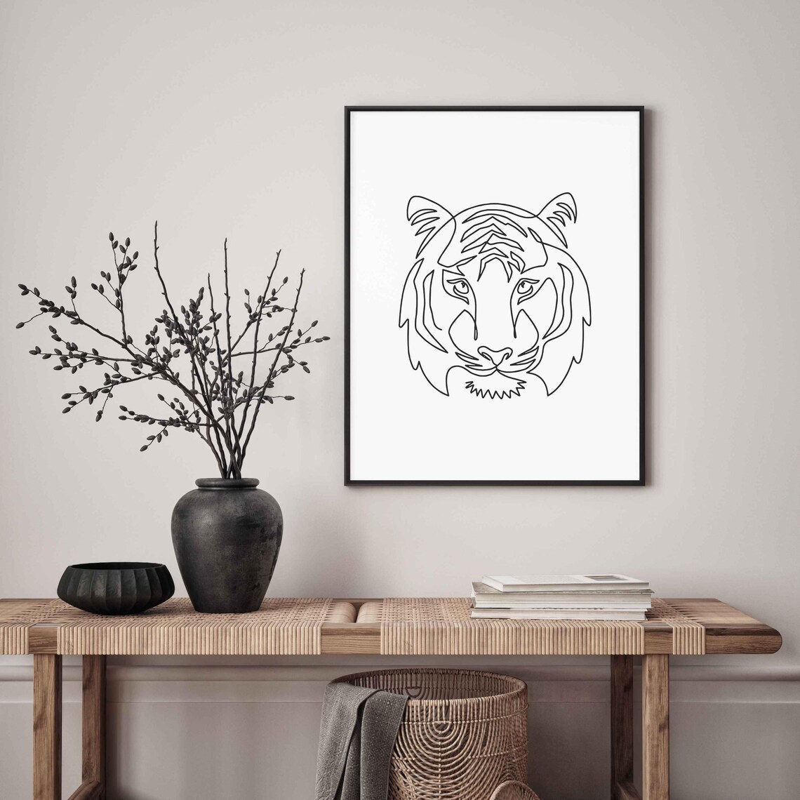 Tiger Face Line Art Drawing Minimalist Wild Fierce Animal Poster - Image 4