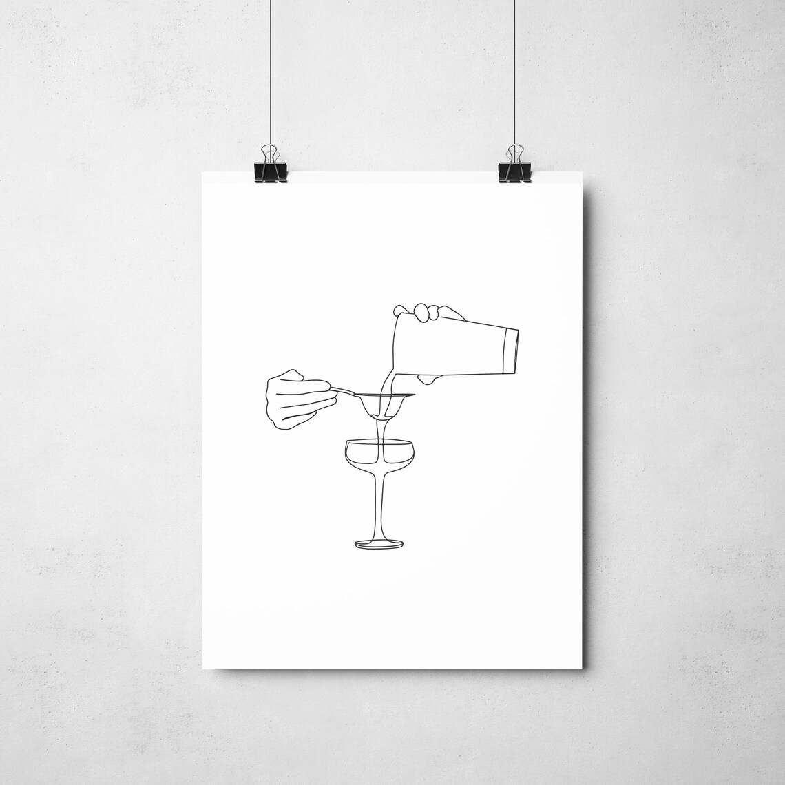 Bartender Pouring Cocktail Single Line Drawing Bar Minimalist Art Poster - Image 2