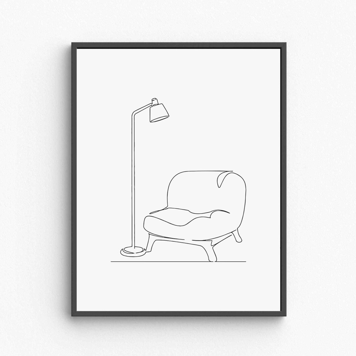 Minimal Workspace Wall Art, Line Drawing