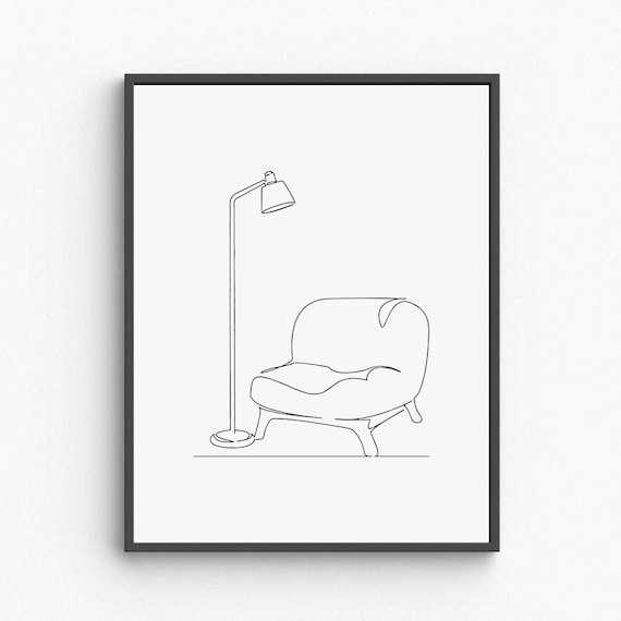 Minimal Workspace Wall Art, Line Drawing