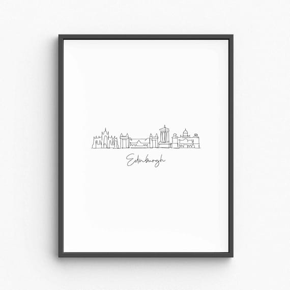 Edinburgh Skyline Line Art Scotland Travel Minimalist City Poster