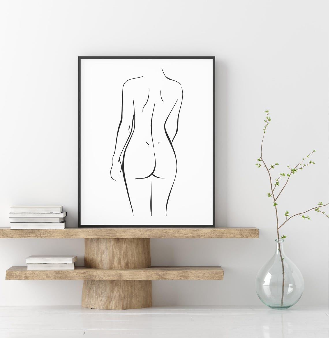 Minimalist Nude Female Line Art Boho Bedroom Decor Elegant Body Illustration Wall - Image 2
