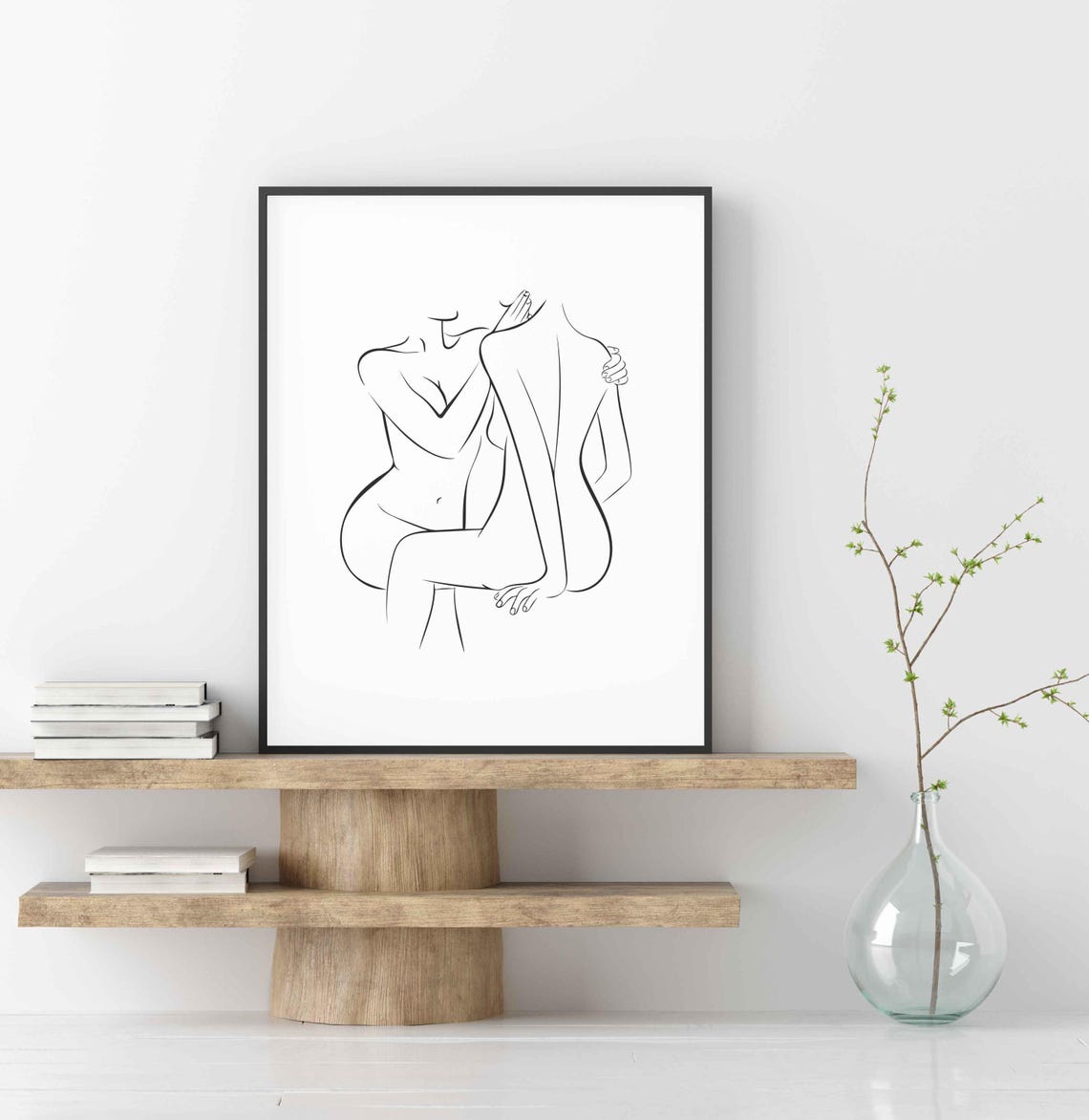 Embracing Couple One Line Drawing Minimalist Romantic Love Art Poster - Image 3