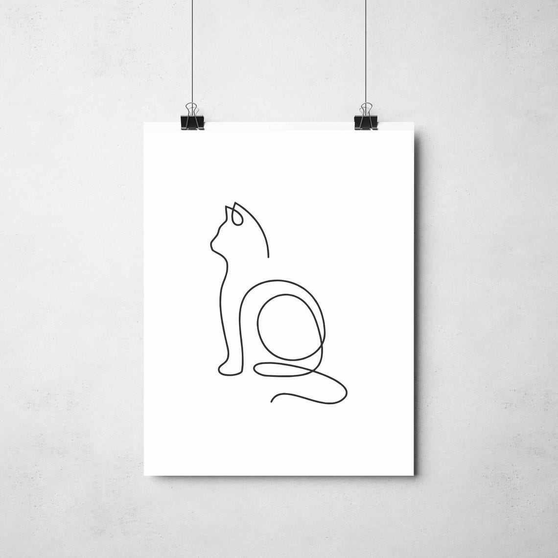 Minimalist Cat Line Art, Modern Animal Art Print - Image 2