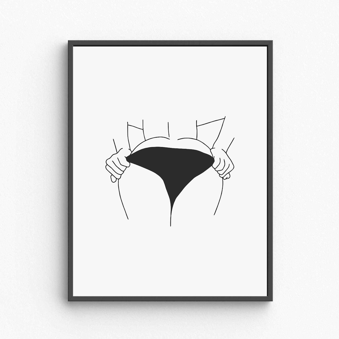 Woman Lingerie Line Art Female Rear View Minimalist Figure Poster