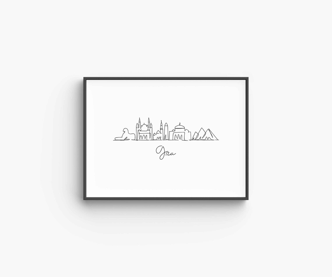 Giza Egypt Pyramids And Sphinx Single Line Drawing Minimalist Art Poster - Image 6