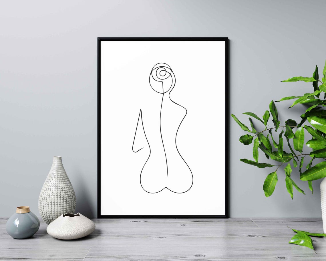 Minimalist Nude Female Body Line Art Elegant Feminine Form Illustration Sensual Silhouette Drawing Modern Decor Wall - Image 2