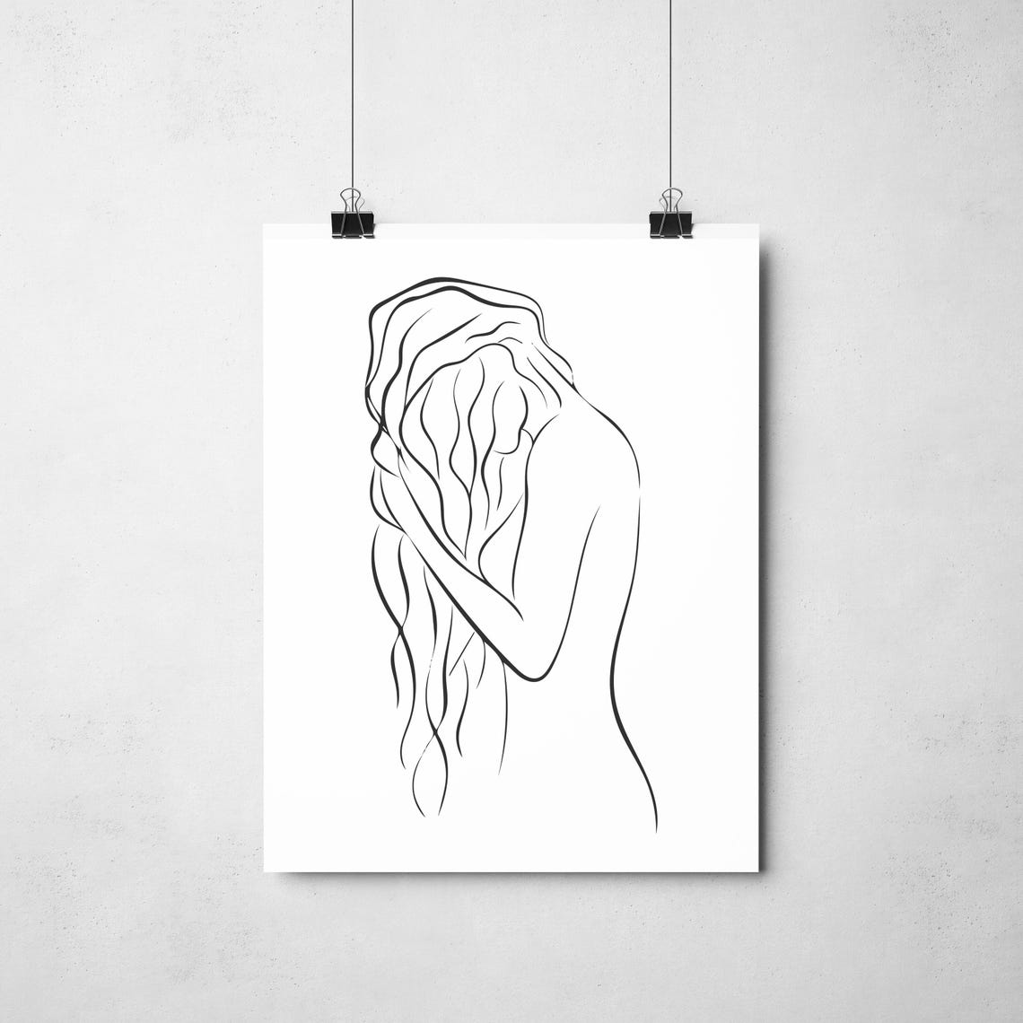 Female Body Line Artfemale Hair Art Print Adult Nudity Drawing Nude Minimalist Wall Bedroom - Image 2