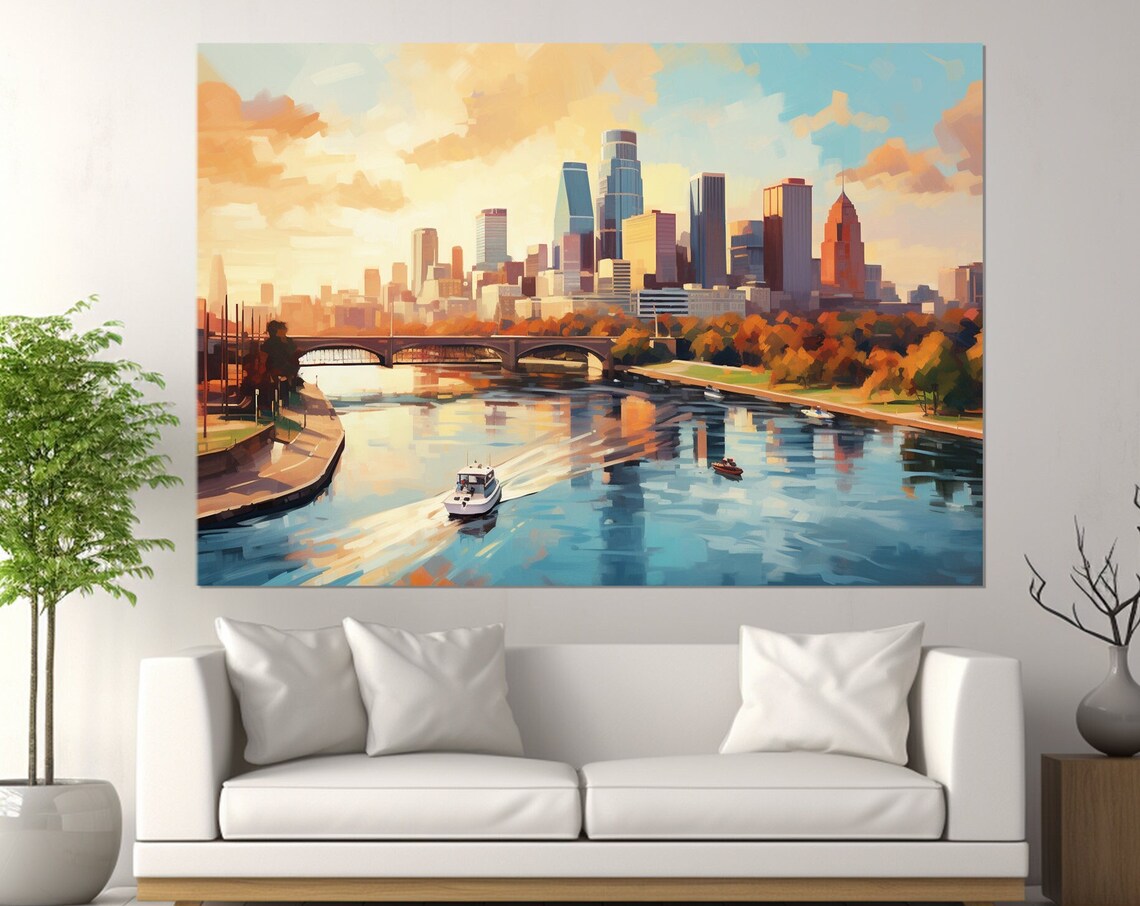 Minneapolis Skyline Abstract Travel Poster Print