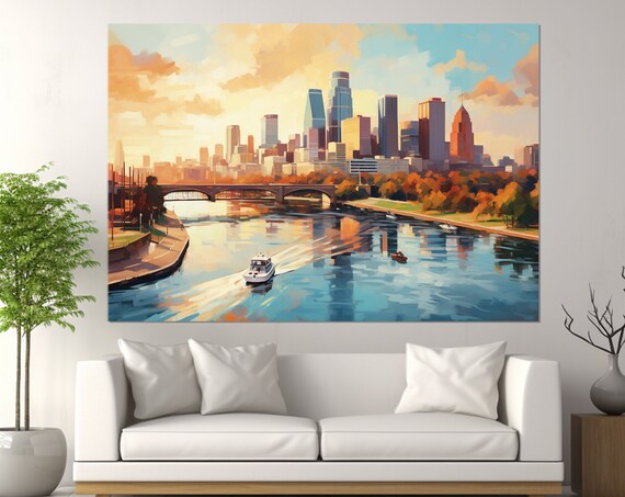 Minneapolis Skyline Abstract Travel Poster Print