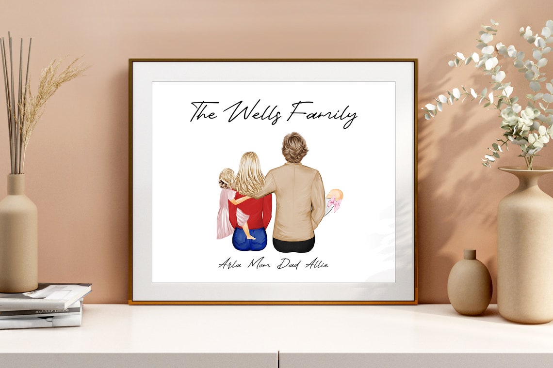 Personalized Gift Family Art Custom Family Print Mom Dad Children Gift Grandparents In Memory Family Pet Drawing Family Art - Image 2