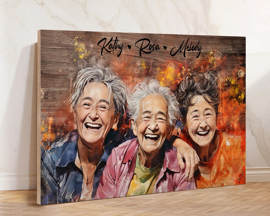 Best Friend Gift Friends Picture Wood Sign Custom Bestfriends Poster Best Friend Portrait Gift For Friends Best Friend Print Wall Art - Image 2