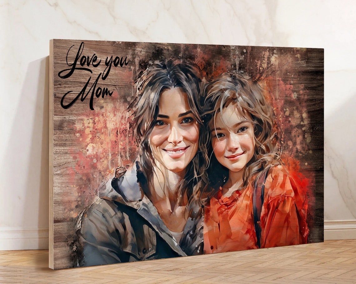 Custom Portrait From Photo Oil Painting Style Family Portrait From Different Photos Loss Of Dad Gift Merge Photos Memorial Gift For Her - Image 3