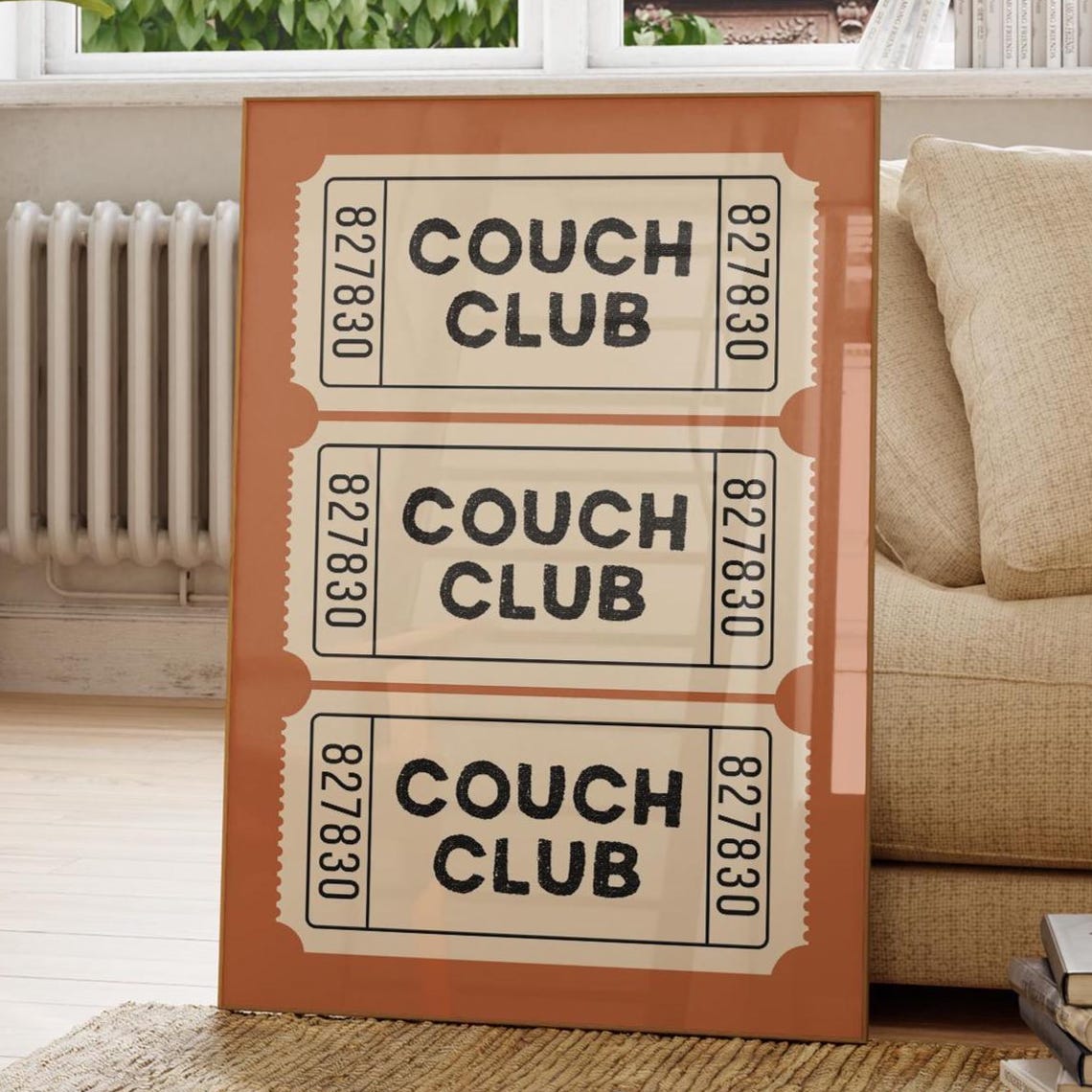 Couch Club Vintage Poster, Living Room Wall Art