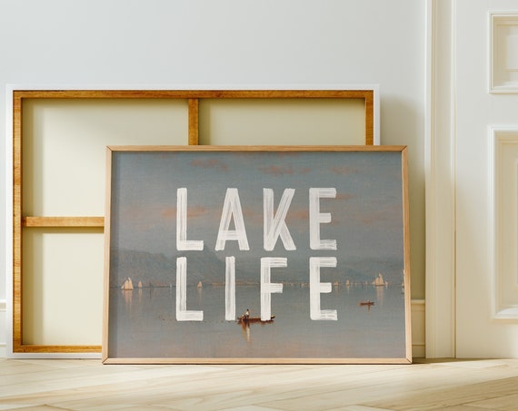 Lake Life Print Vintage Cottage Core Decor Lake House Wall Art Prints A100