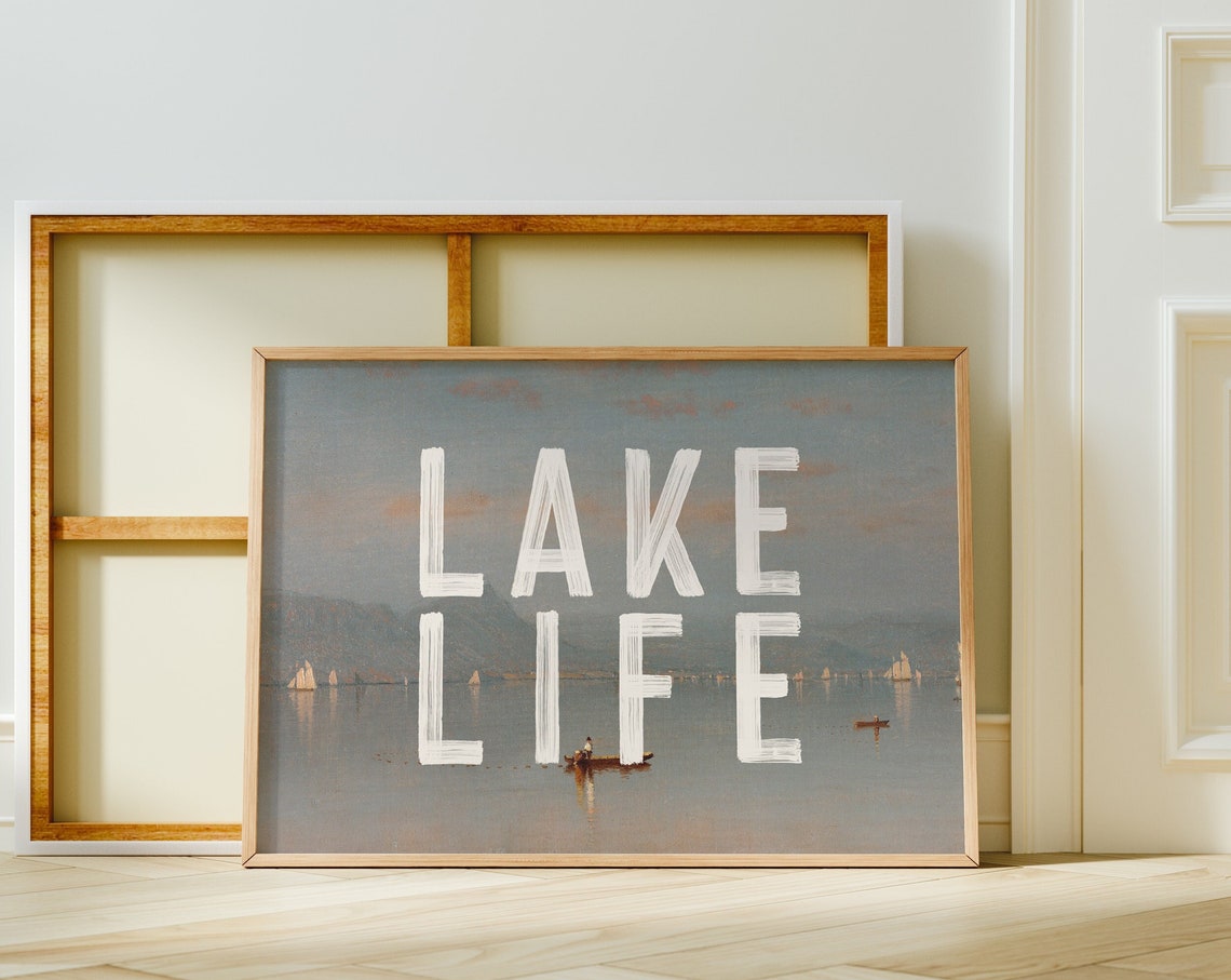 Lake Life Print Vintage Cottage Core Decor Lake House Wall Art Prints A100