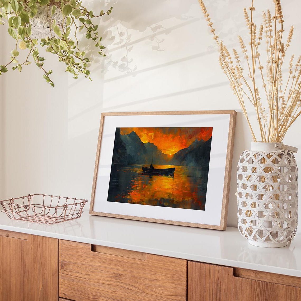 Golden Sunset Lake - Serene Water Scene Art Print - Image 2