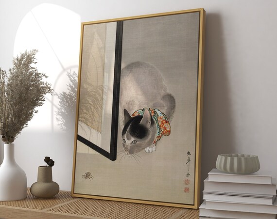 Minimalist Cat Poster, Japanese Cat Art