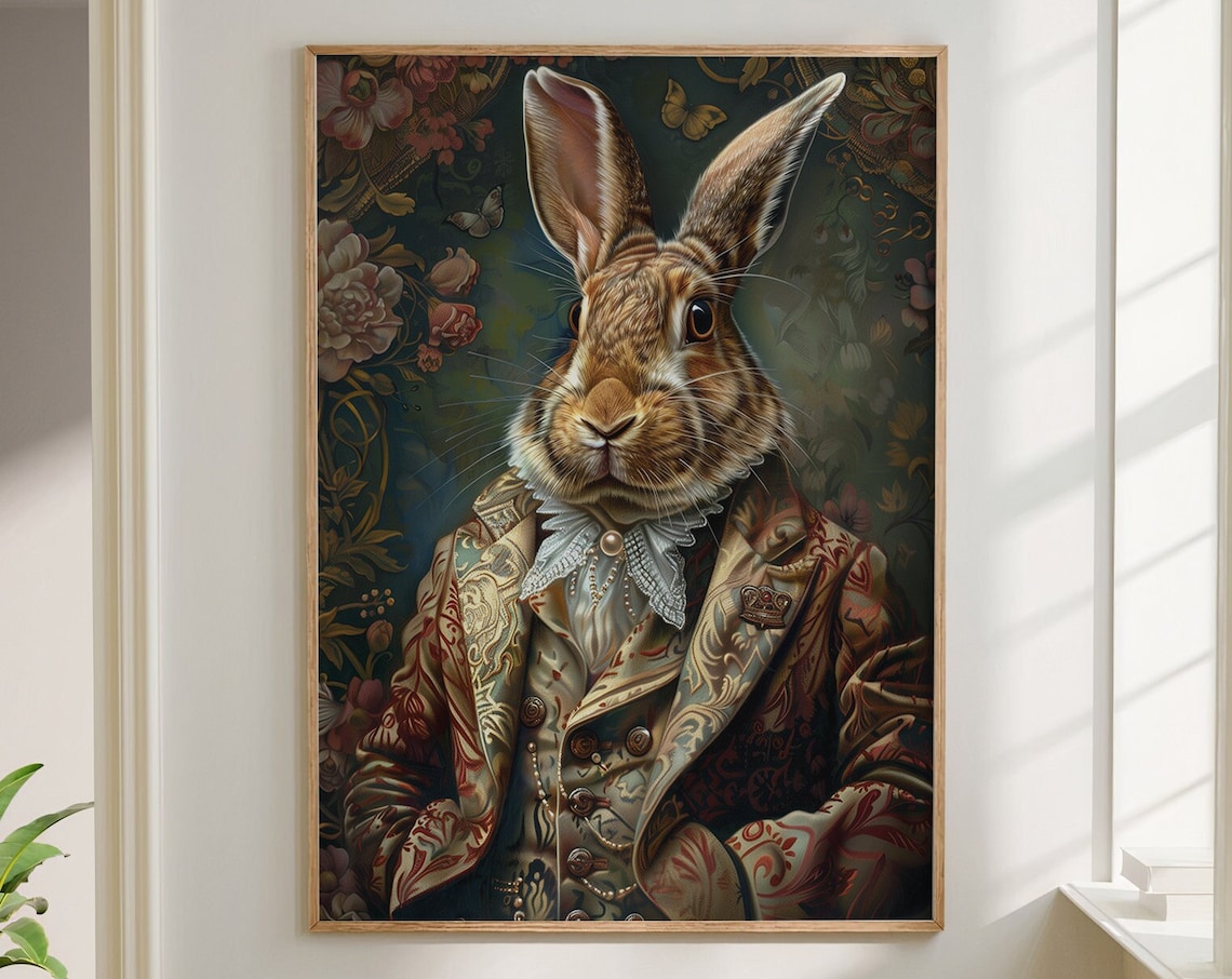 Rabbit Royal Renaissance Portrait Vintage Poster