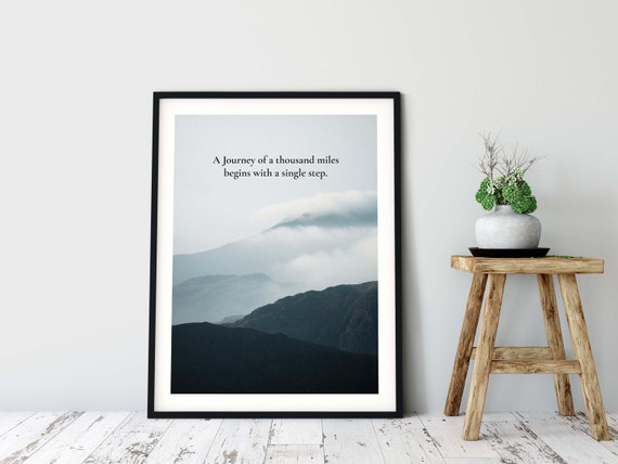 1000 Miles Journey Motivational Poster, Zen Quote