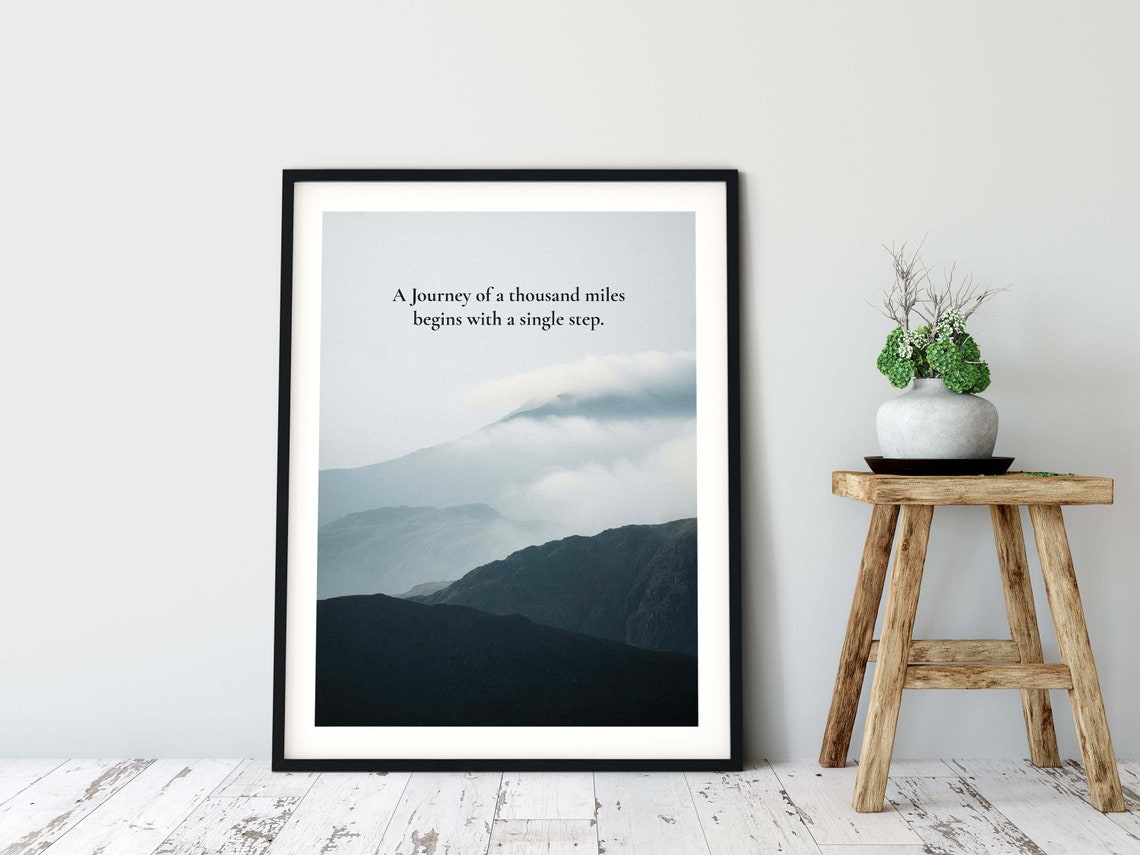 1000 Miles Journey Motivational Poster, Zen Quote