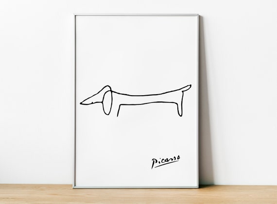 Pablo Picasso Dog Print, Dachshund Line Art