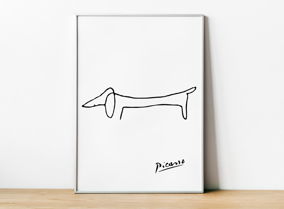 Pablo Picasso Dog Print, Dachshund Line Art
