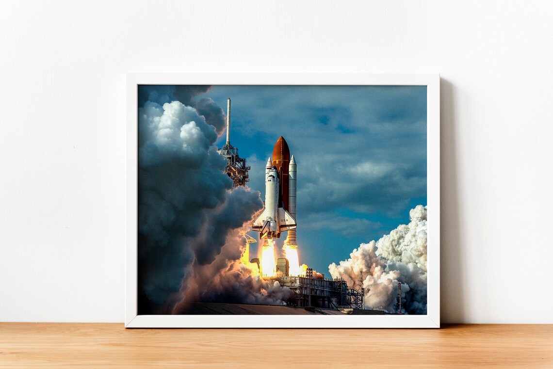 Space Shuttle Launch Art Print, NASA Decor