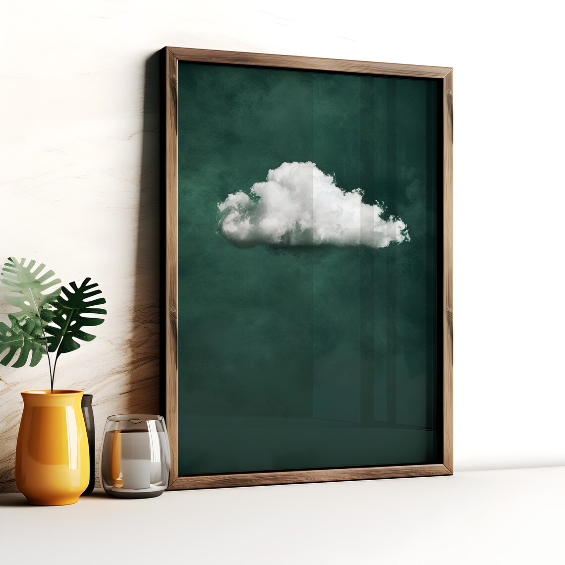 Emerald Green Cloud Abstract Minimalist Art Print - Image 2