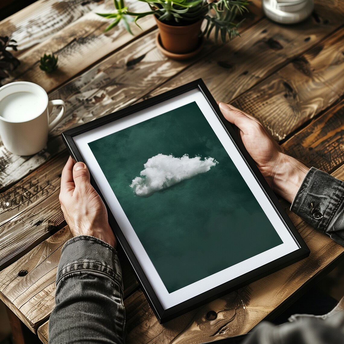 Emerald Green Cloud Abstract Minimalist Art Print